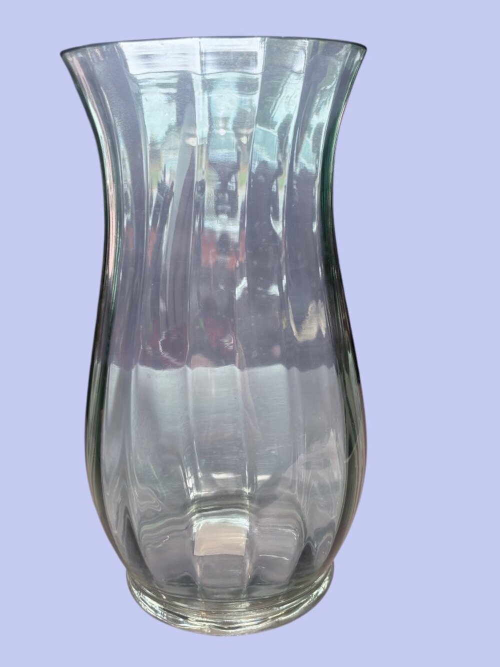burton + BURTON Large Aqua Green Glass Fluted Vase 12”